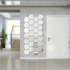 Set Espejo Pared De Acrílico Hexágonos 12 Piezas De 20 Cm