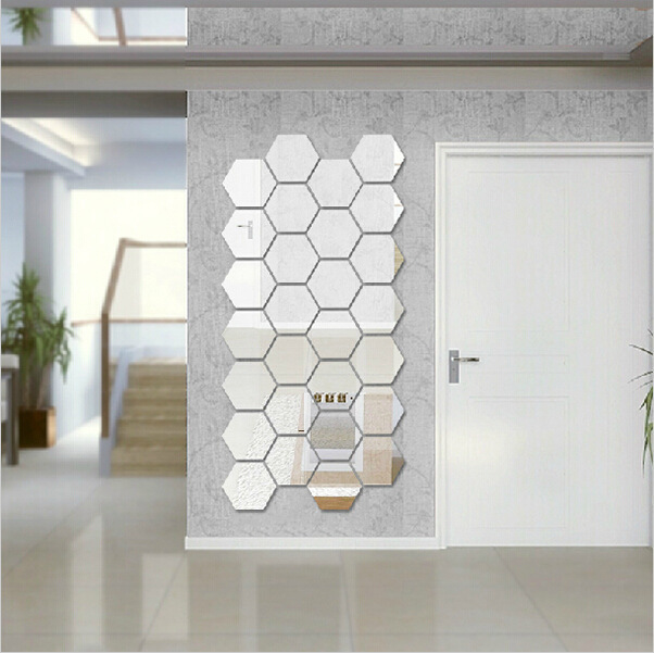 Set Espejo Pared De Acrílico Hexágonos 12 Piezas De 20 Cm