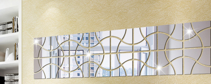 Set Espejo Vinilo Pared Adhesivo Jm291 Decorativo Acrílico