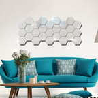 Set Espejo Pared De Acrílico Hexágonos 12 Piezas De 20 Cm