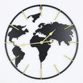 reloj de pared mapa del mundo 60 cm metal negro y dorado