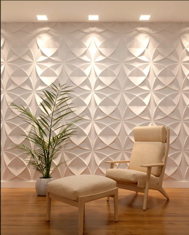 Panel Decorativo 3D Blanco D112 Pvc 50×50 cm (4 Láminas- 1 M2)