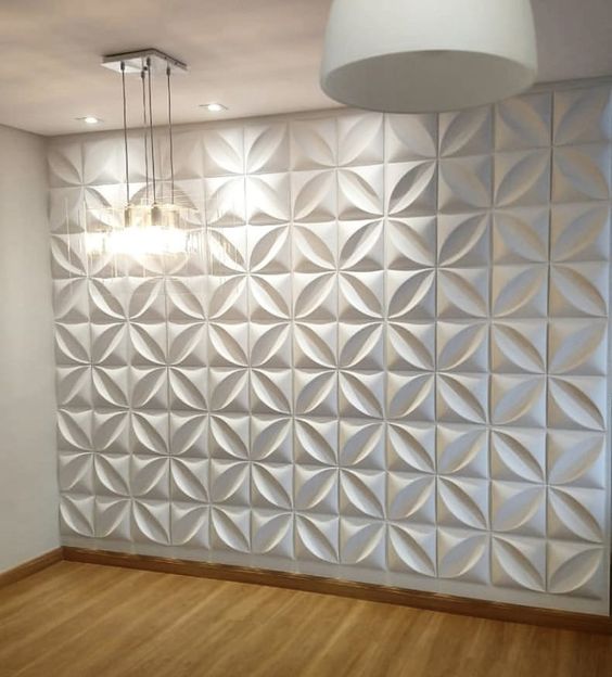 Panel Decorativo 3D Blanco D006 Pvc 50×50 cm (4 Láminas- 1 M2)