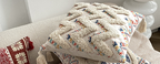 Funda Para Cojín Boho Lino Flecos Bordado Zig Zag 45x45 Cm