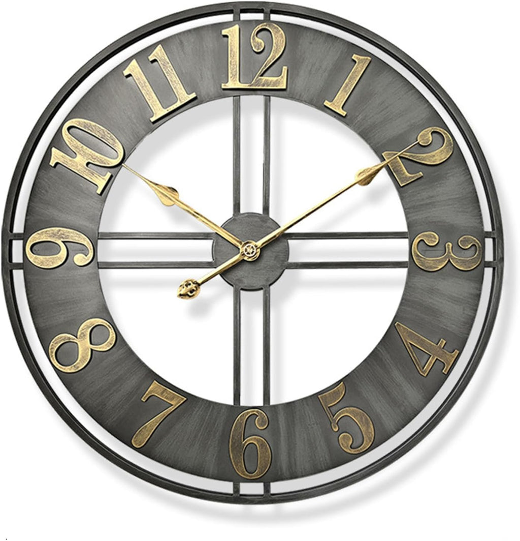 reloj de pared grande metálico gris estilo industrial