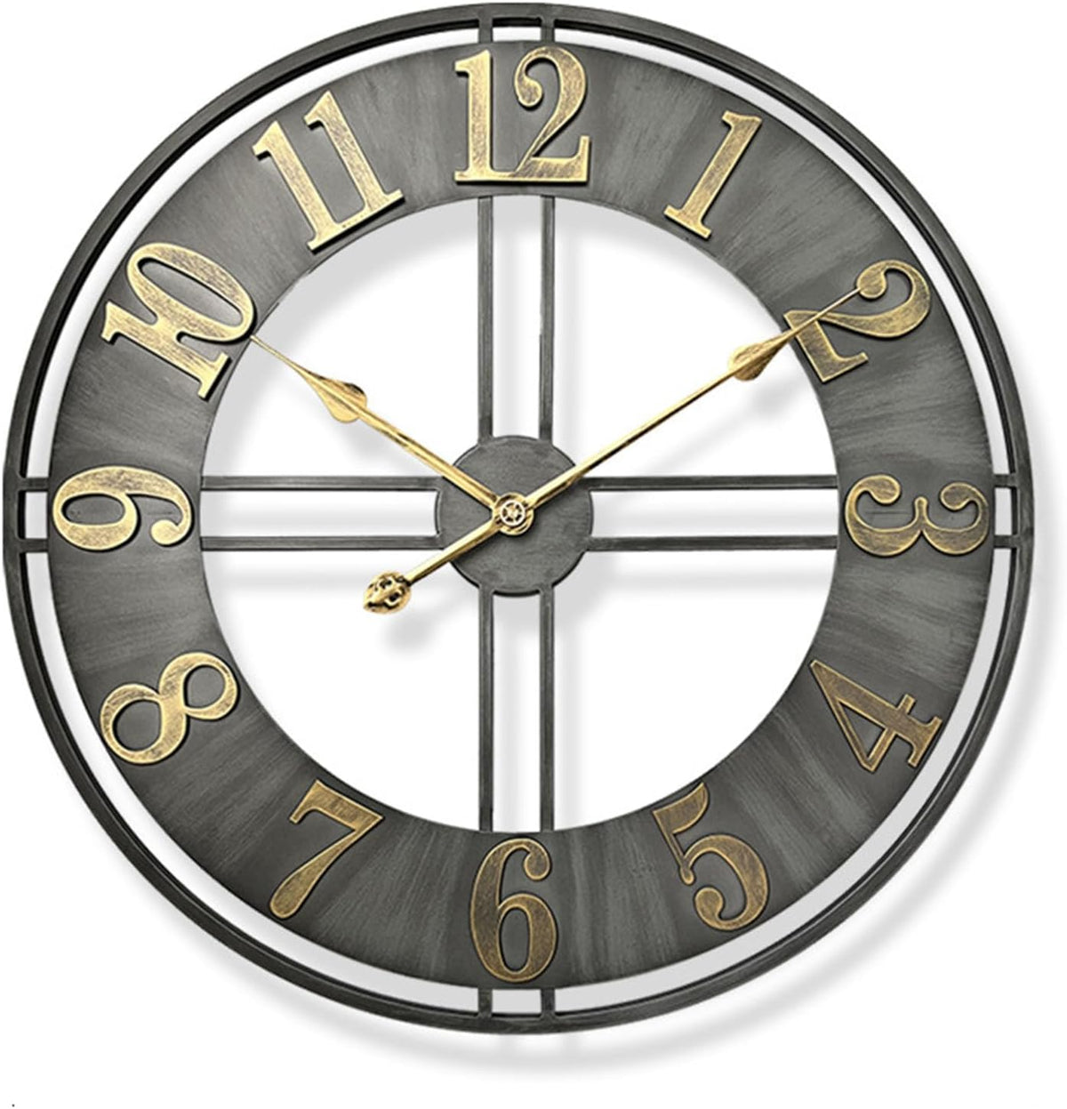 reloj de pared grande metálico gris estilo industrial