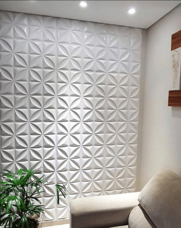Panel Decorativo 3D Blanco D006 Pvc 50×50 cm (4 Láminas- 1 M2)