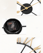 Reloj Mural Retro de Cuarzo Metálico Dorado y Negro 60 cm