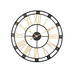 Reloj Mural Retro de Cuarzo Metálico Dorado y Negro 60 cm