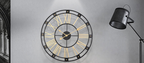 Reloj Mural Retro de Cuarzo Metálico Dorado y Negro 60 cm