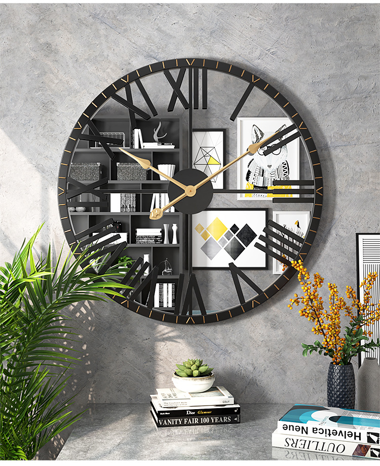 Reloj de Pared Decorativo 60 cm con Fondo Espejo y Diseño Retro