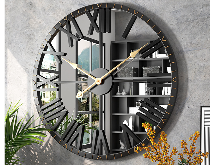 Reloj de Pared Decorativo 60 cm con Fondo Espejo y Diseño Retro