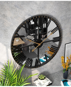 Reloj de Pared Decorativo 60 cm con Fondo Espejo y Diseño Retro