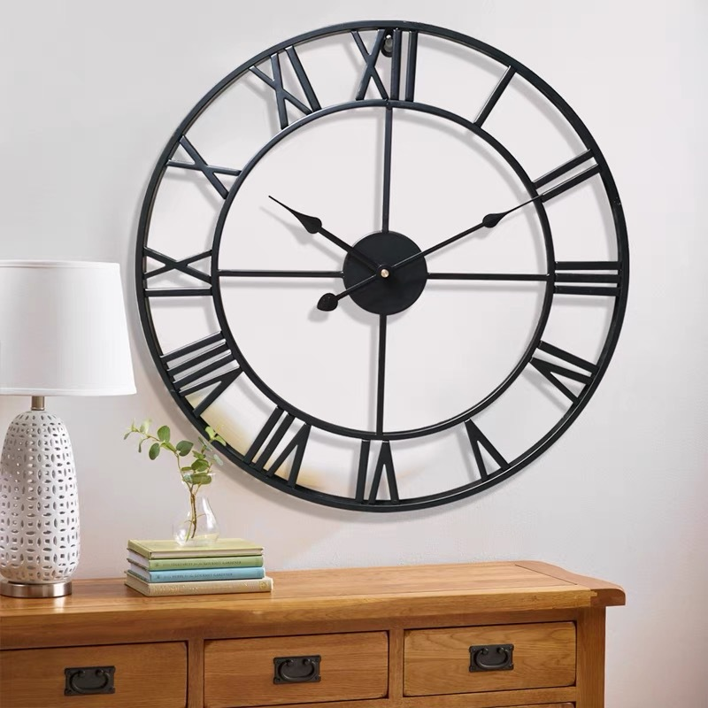 Reloj de Pared Vintage en Hierro con Números Romanos 47-60cm