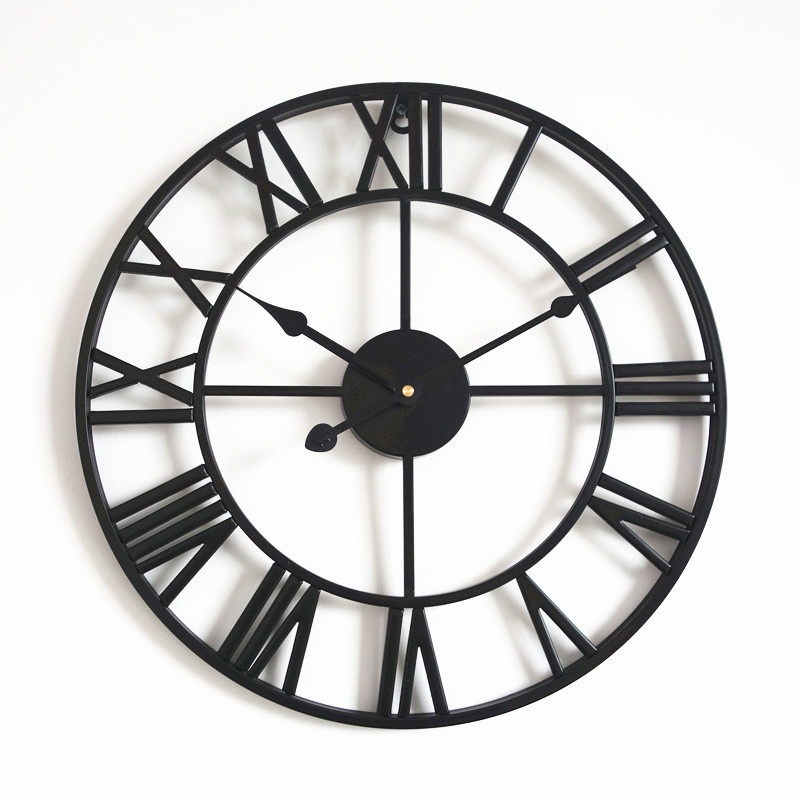 Reloj de Pared Vintage en Hierro con Números Romanos 47-60cm