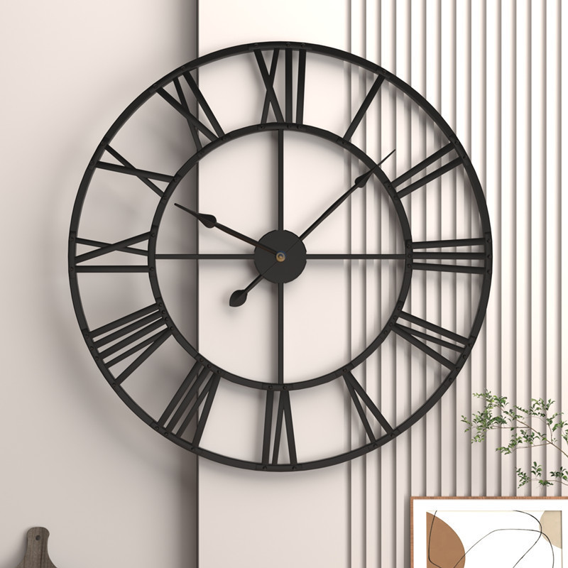 Reloj de Pared Vintage en Hierro con Números Romanos 47-60cm