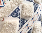 Funda Para Cojín Boho Lino Flecos Bordado Azul 45x45 Cm