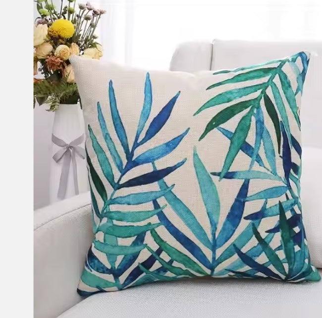 Funda de Cojín Decorativa Hojas Tropicales 45x45 cm