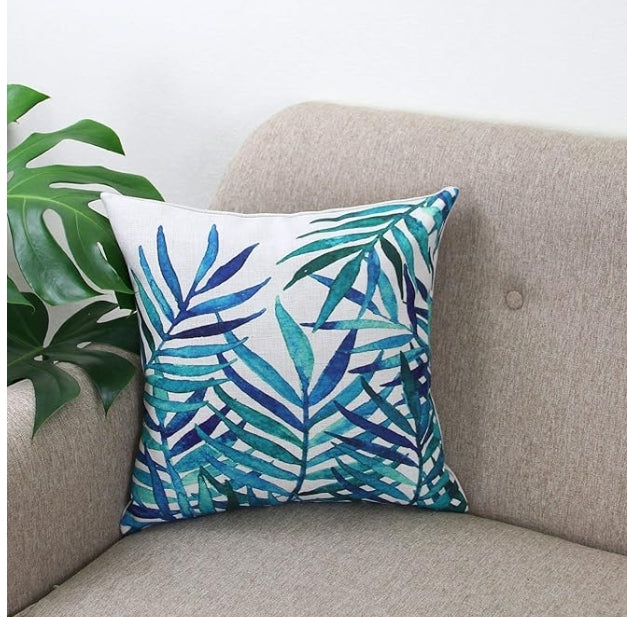 Funda de Cojín Decorativa Hojas Tropicales 45x45 cm