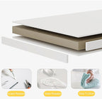 Detalle material MDF impermeable mesa auxiliar redonda blanca 50 cm