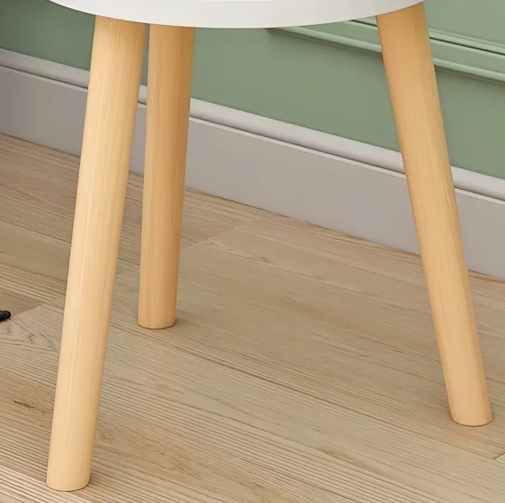 Patas de madera maciza mesa auxiliar redonda blanca 50 cm