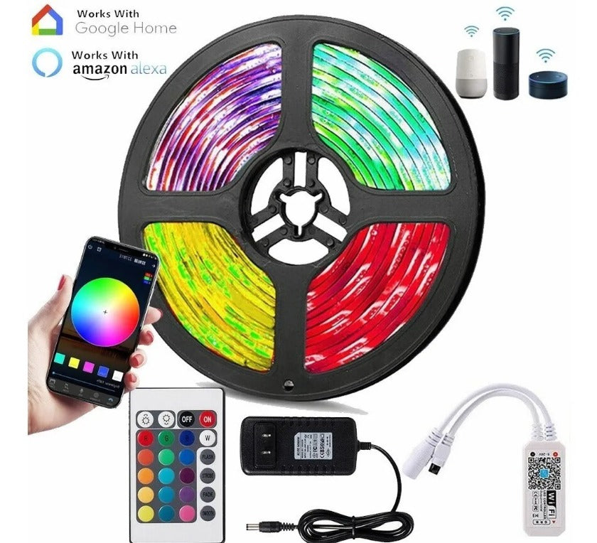 Tira De Luz Led Wifi 5/10 Metros Versión 5050 300 Rgb Cortable