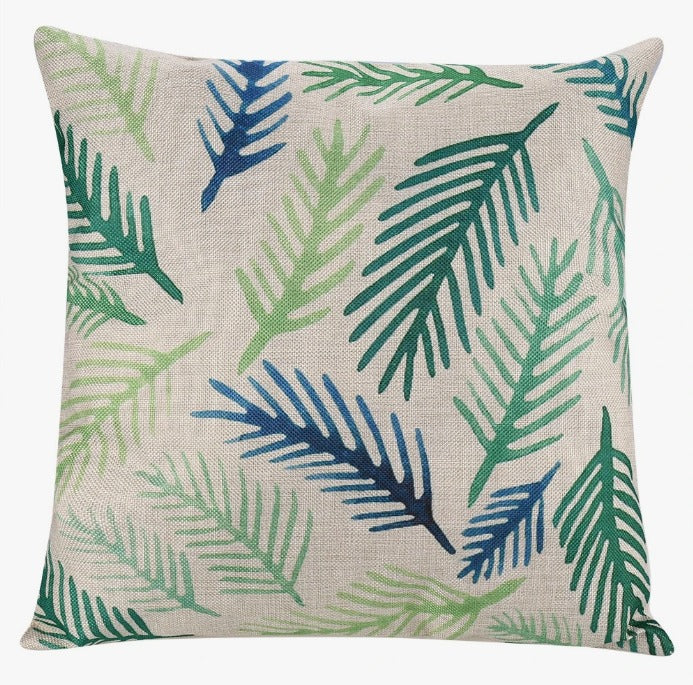 Funda de Cojín Decorativa Hojas Tropicales 45x45 cm