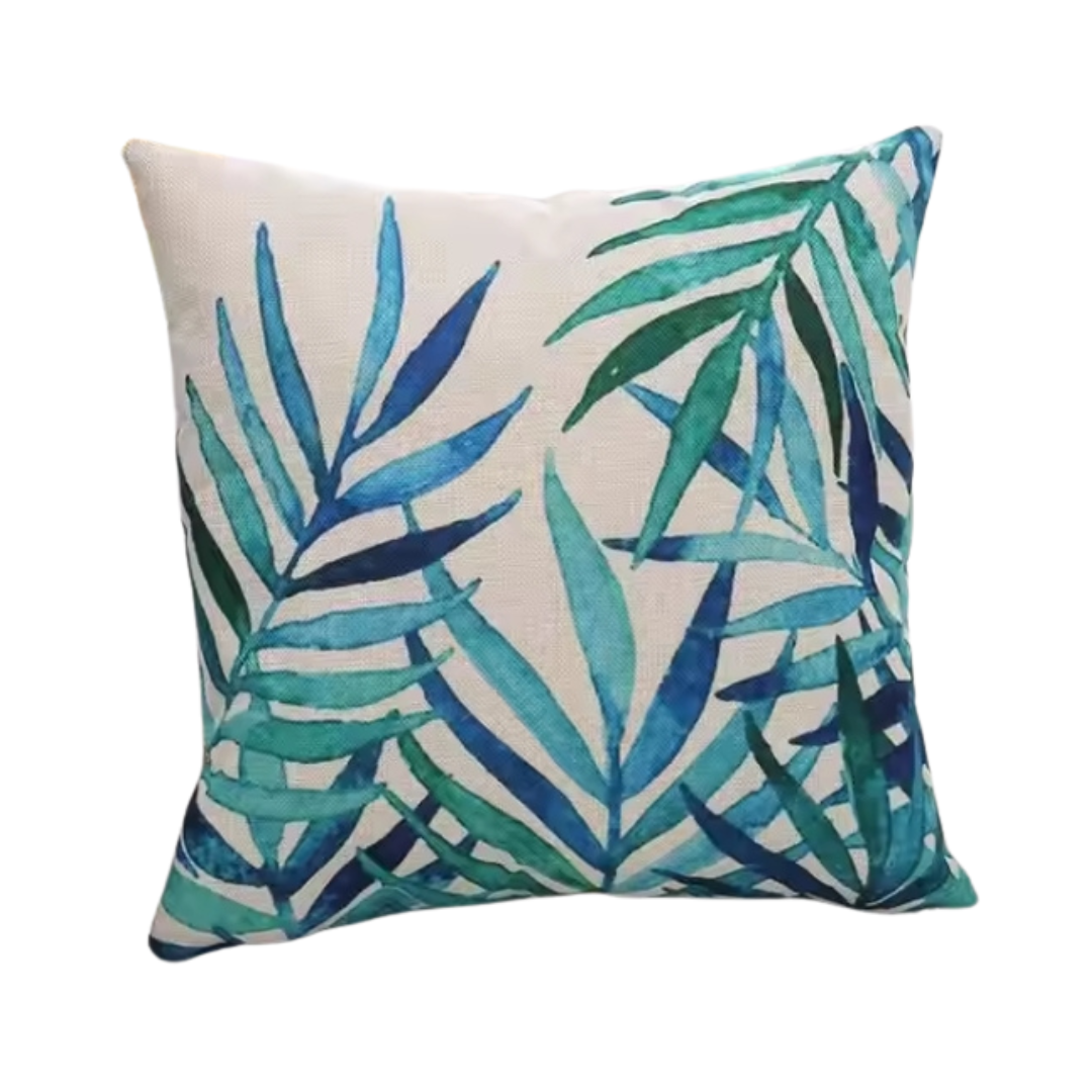 Funda de Cojín Decorativa Hojas Tropicales 45x45 cm