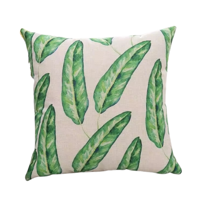 Funda de Cojín Decorativa Hojas Tropicales 45x45 cm