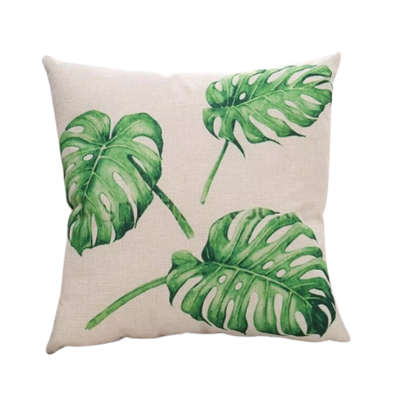 Funda de Cojín Decorativa Hojas Tropicales 45x45 cm