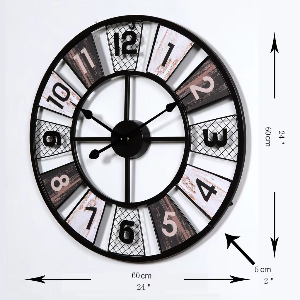 Proporción del reloj de pared vintage de 60 cm respecto al muro