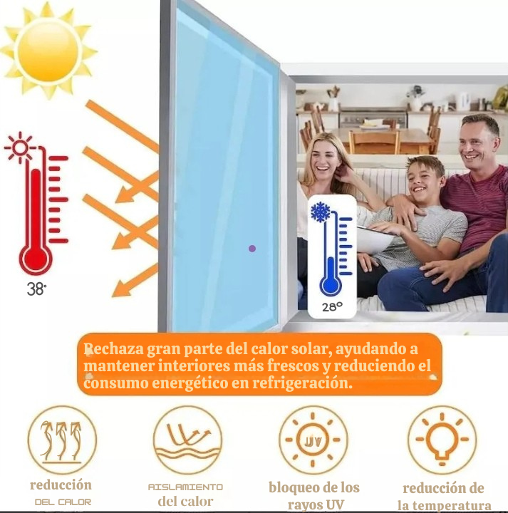vinilo espejo silver blue reduce calor solar interior