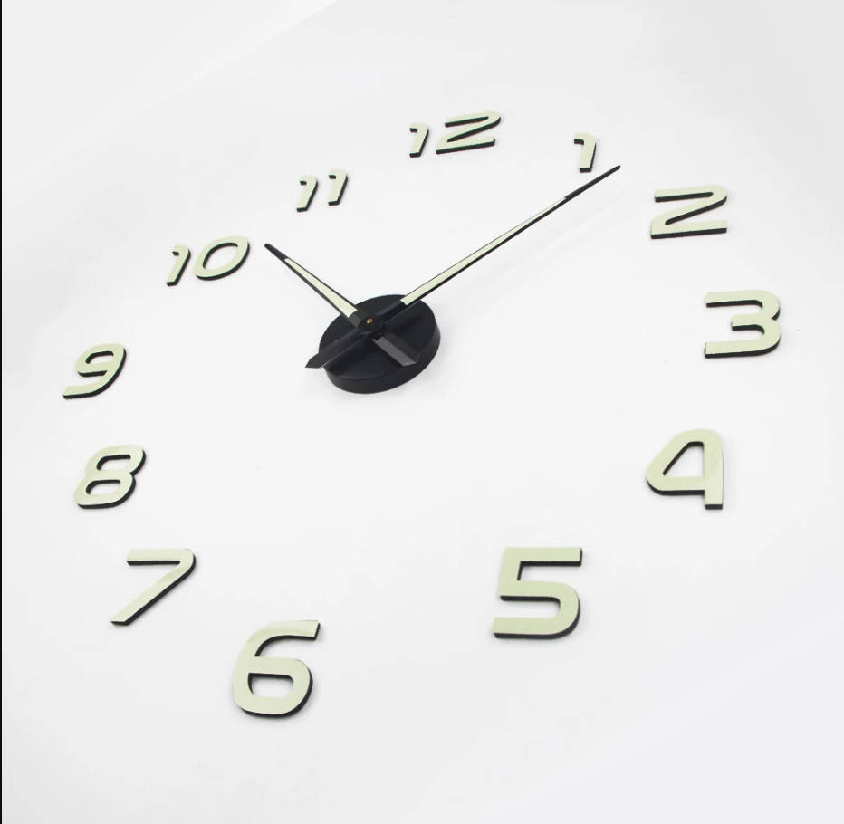 Reloj Pared 3d Adhesivo Fluorescente Grande 120 Cm Diámetro