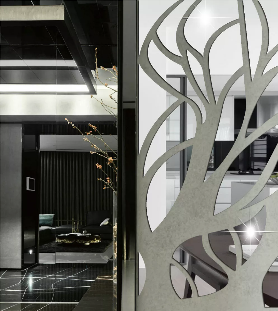 Espejo Vinilo Pared Adhesivo Jm332 Decorativo Acrílico Árbol