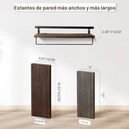 repisas flotantes de madera y metal más anchas y largas comparadas con modelos estándar