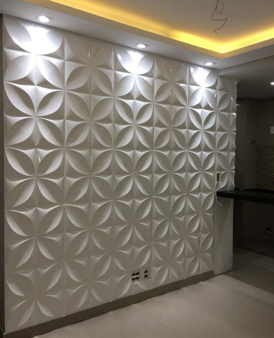 Panel Decorativo 3D Blanco D006 Pvc 50×50 cm (4 Láminas- 1 M2)