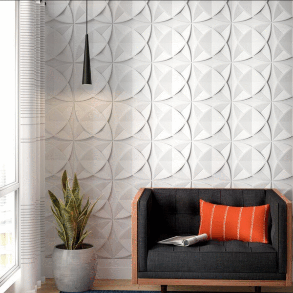 Panel Decorativo 3D Blanco D112 Pvc 50×50 cm (4 Láminas- 1 M2)