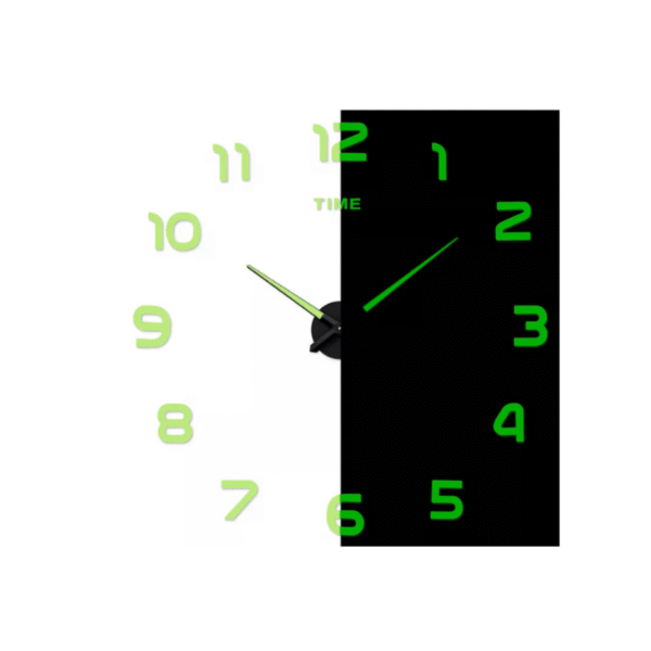 Reloj Pared 3d Adhesivo Fluorescente Grande 120 Cm Diámetro