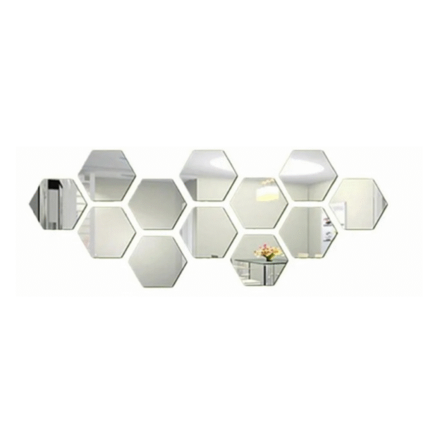 Set Espejo Pared De Acrílico Hexágonos 12 Piezas De 20 Cm