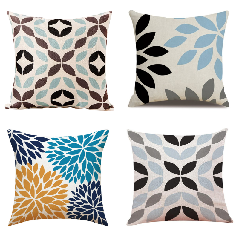 Fundas de cojín con pétalos en diseño nórdico y colores suaves para decoración del hogar