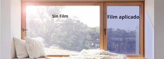 comparativa sin film vs vinilo espejo silver blue aplicado