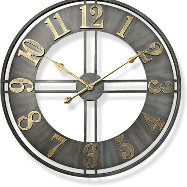 reloj de pared grande metálico gris estilo industrial